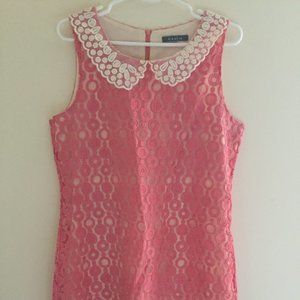 Pink A-Line Dress with Peter Pan Collar